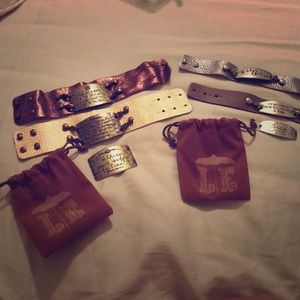 Lenny and Eva leather cuffs with sentiments